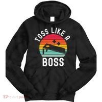 Toss Like A Boss Bean Bag Player Funny Cornhole Tie Dye Hoodie thumb 0