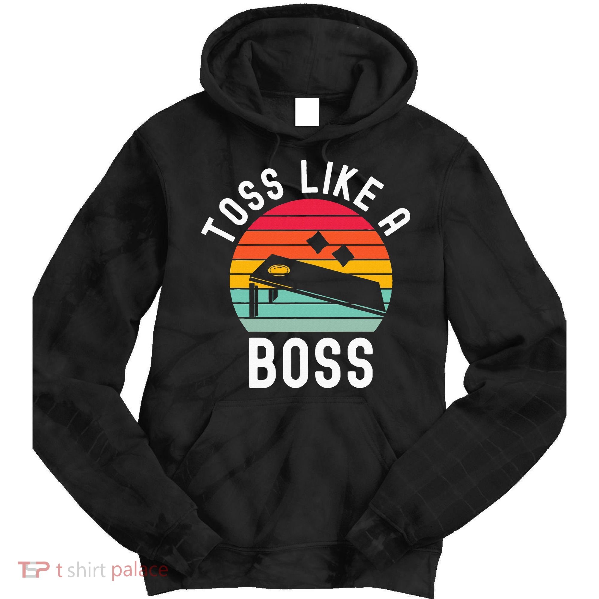 Toss Like A Boss Bean Bag Player Funny Cornhole Tie Dye Hoodie