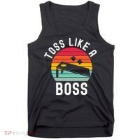 Toss Like A Boss Bean Bag Player Funny Cornhole Tank Top thumb 0