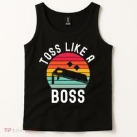 Toss Like A Boss Bean Bag Player Funny Cornhole Tank Top thumb 2