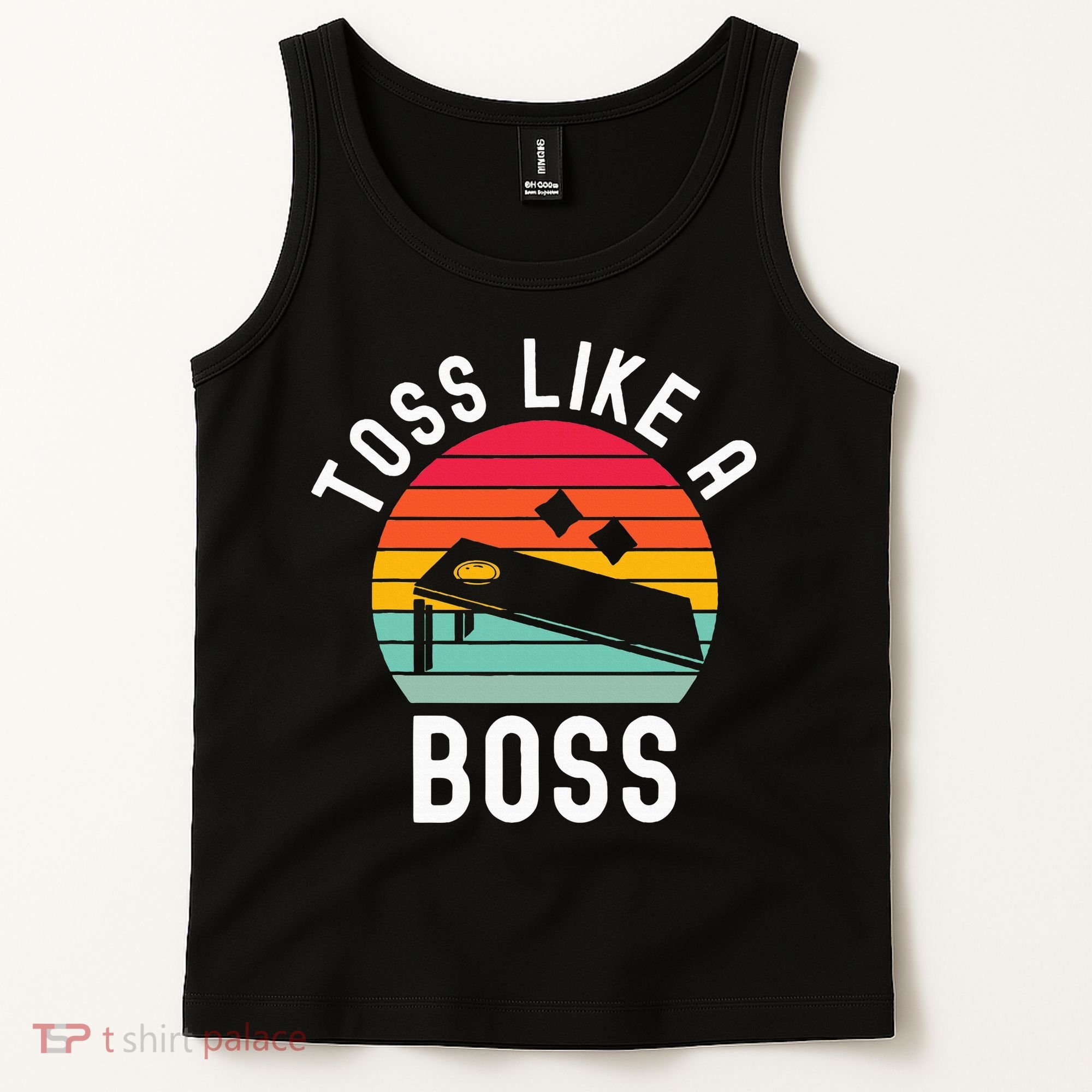 Toss Like A Boss Bean Bag Player Funny Cornhole Tank Top