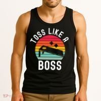 Toss Like A Boss Bean Bag Player Funny Cornhole Tank Top thumb 3