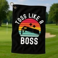 Toss Like A Boss Bean Bag Player Funny Cornhole Golf Towel thumb 1