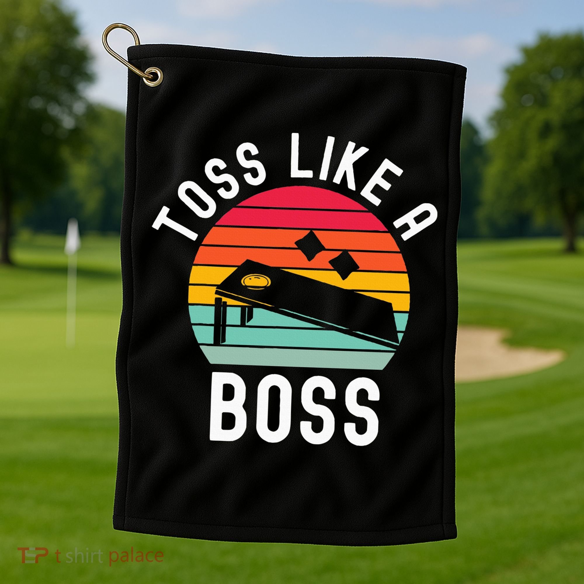Toss Like A Boss Bean Bag Player Funny Cornhole Golf Towel