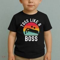 Toss Like A Boss Bean Bag Player Funny Cornhole Toddler T-Shirt thumb 2