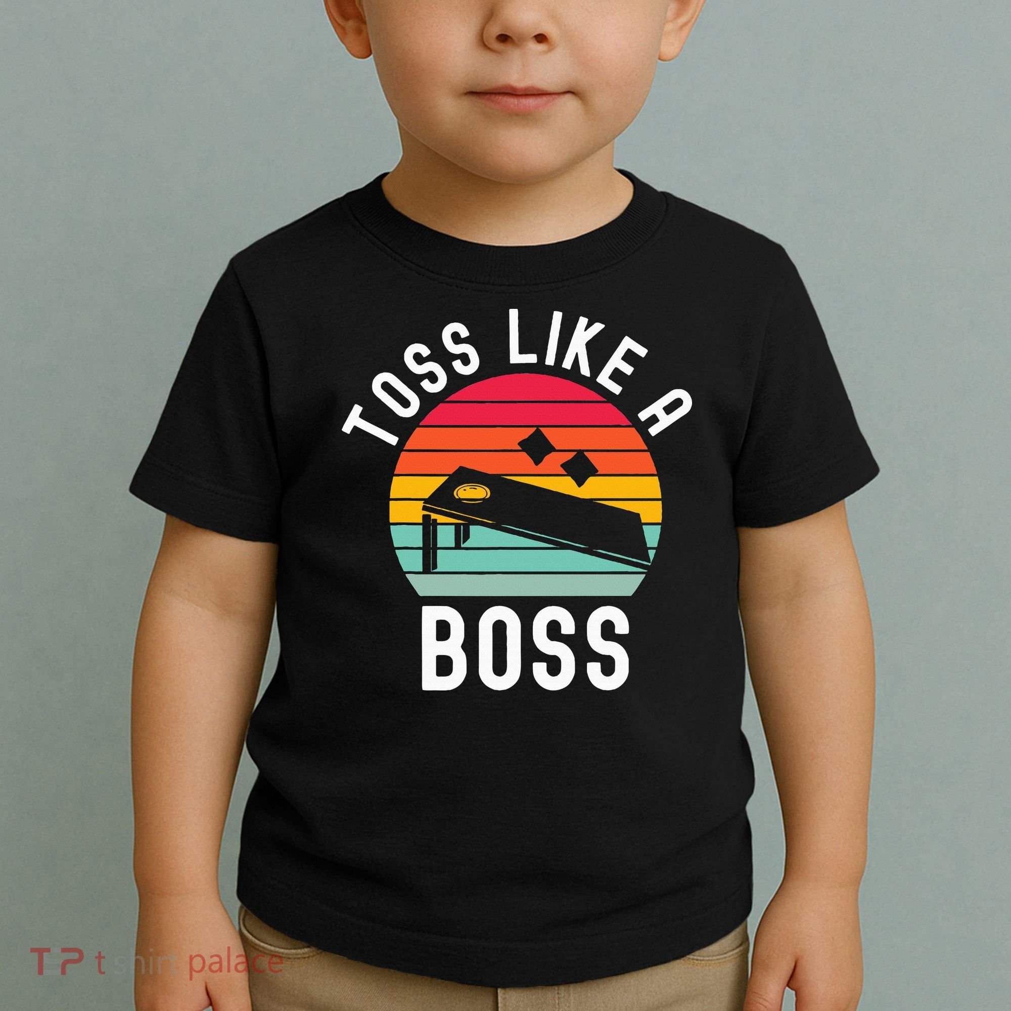 Toss Like A Boss Bean Bag Player Funny Cornhole Toddler T-Shirt