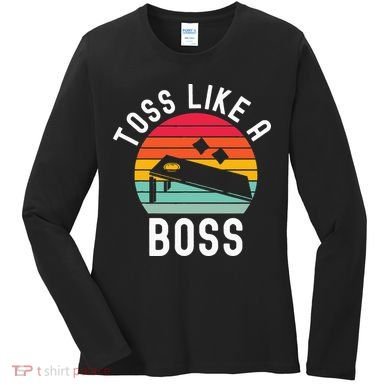Toss Like A Boss Bean Bag Player Funny Cornhole Women's Long Sleeve Shirt