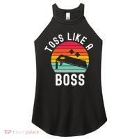 Toss Like A Boss Bean Bag Player Funny Cornhole Women's Perfect Tri Rocker Tank thumb 0