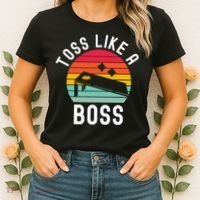 Toss Like A Boss Bean Bag Player Funny Cornhole Women's T-Shirt thumb 2