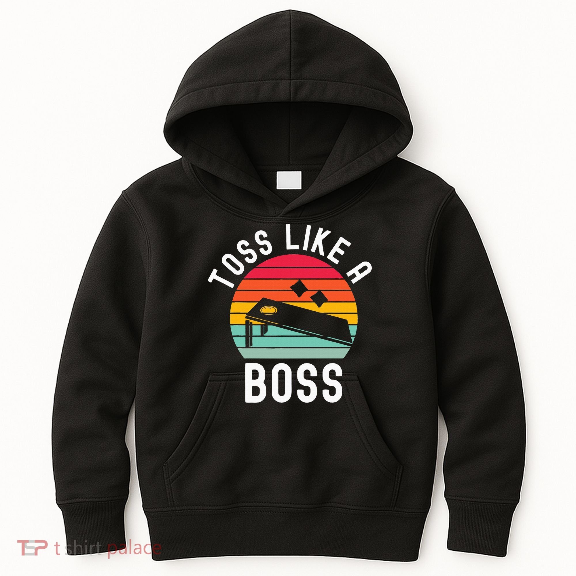 Toss Like A Boss Bean Bag Player Funny Cornhole Kids Hoodie