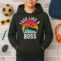 Toss Like A Boss Bean Bag Player Funny Cornhole Kids Hoodie thumb 2
