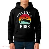Toss Like A Boss Bean Bag Player Funny Cornhole Kids Hoodie thumb 4