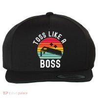 Toss Like A Boss Bean Bag Player Funny Cornhole Wool Snapback Cap thumb 0