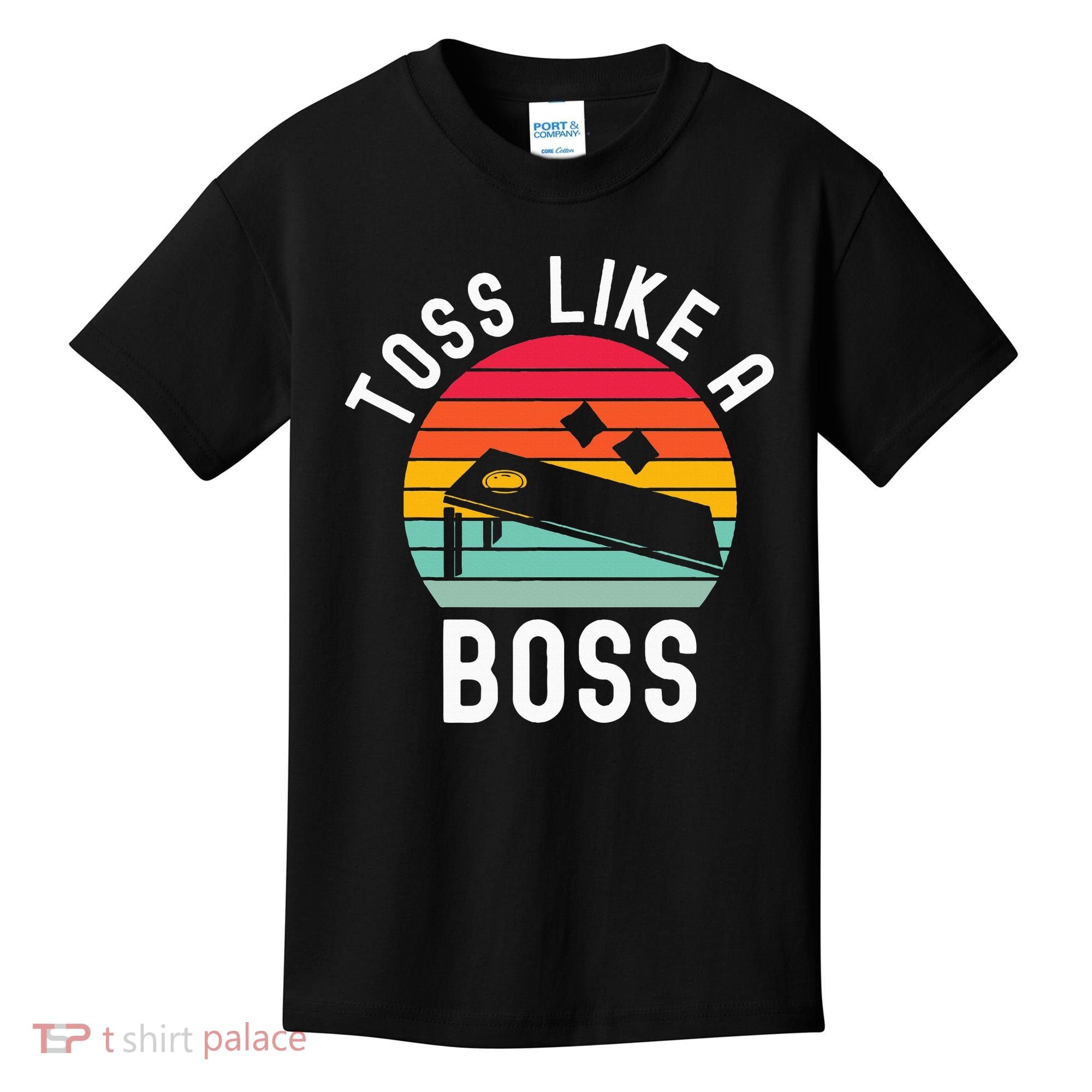 Toss Like A Boss Bean Bag Player Funny Cornhole Kids T-Shirt