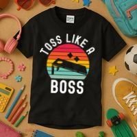 Toss Like A Boss Bean Bag Player Funny Cornhole Kids T-Shirt thumb 3
