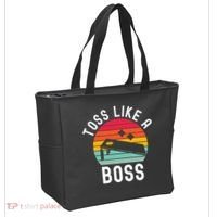 Toss Like A Boss Bean Bag Player Funny Cornhole Tote Bag thumb 2