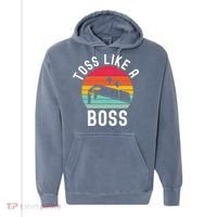 Toss Like A Boss Bean Bag Player Funny Cornhole Comfort Colors Garment-Dyed Hooded Sweatshirt thumb 0