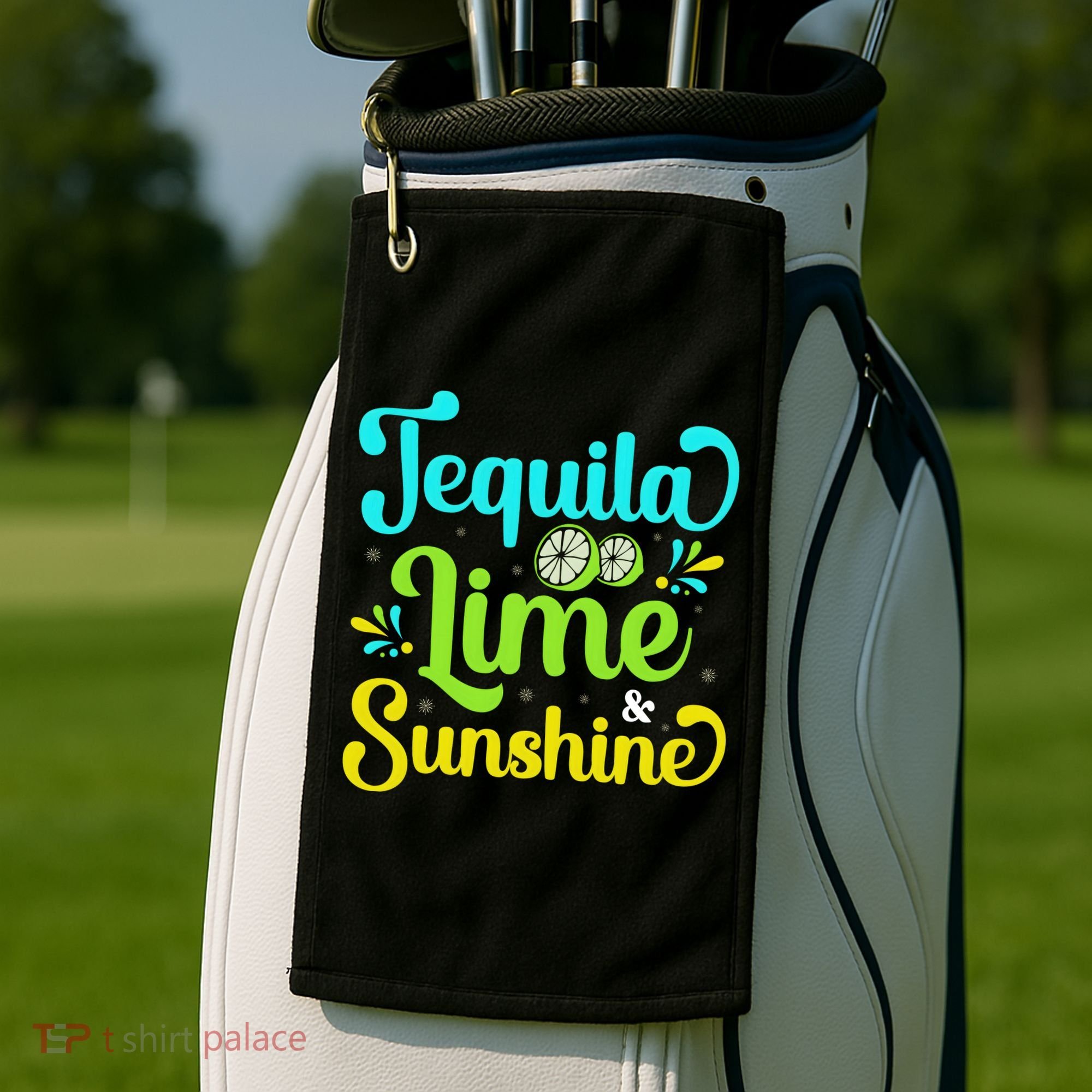 Tequila Lime And Sunshine Funny Beach Summer Vacation Cinco De Mayo Golf Towel