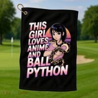 This Loves Anime Ball Python Snake Pet Ball Python Great Gift Golf Towel thumb 1