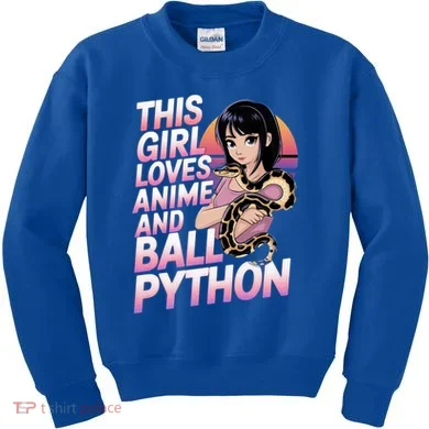 This Loves Anime Ball Python Snake Pet Ball Python Great Gift Kids Sweatshirt