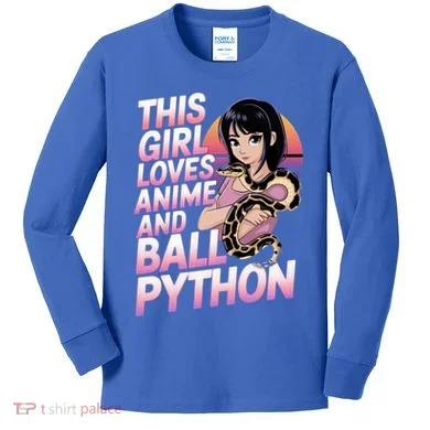 This Loves Anime Ball Python Snake Pet Ball Python Great Gift Kids Long Sleeve Shirt