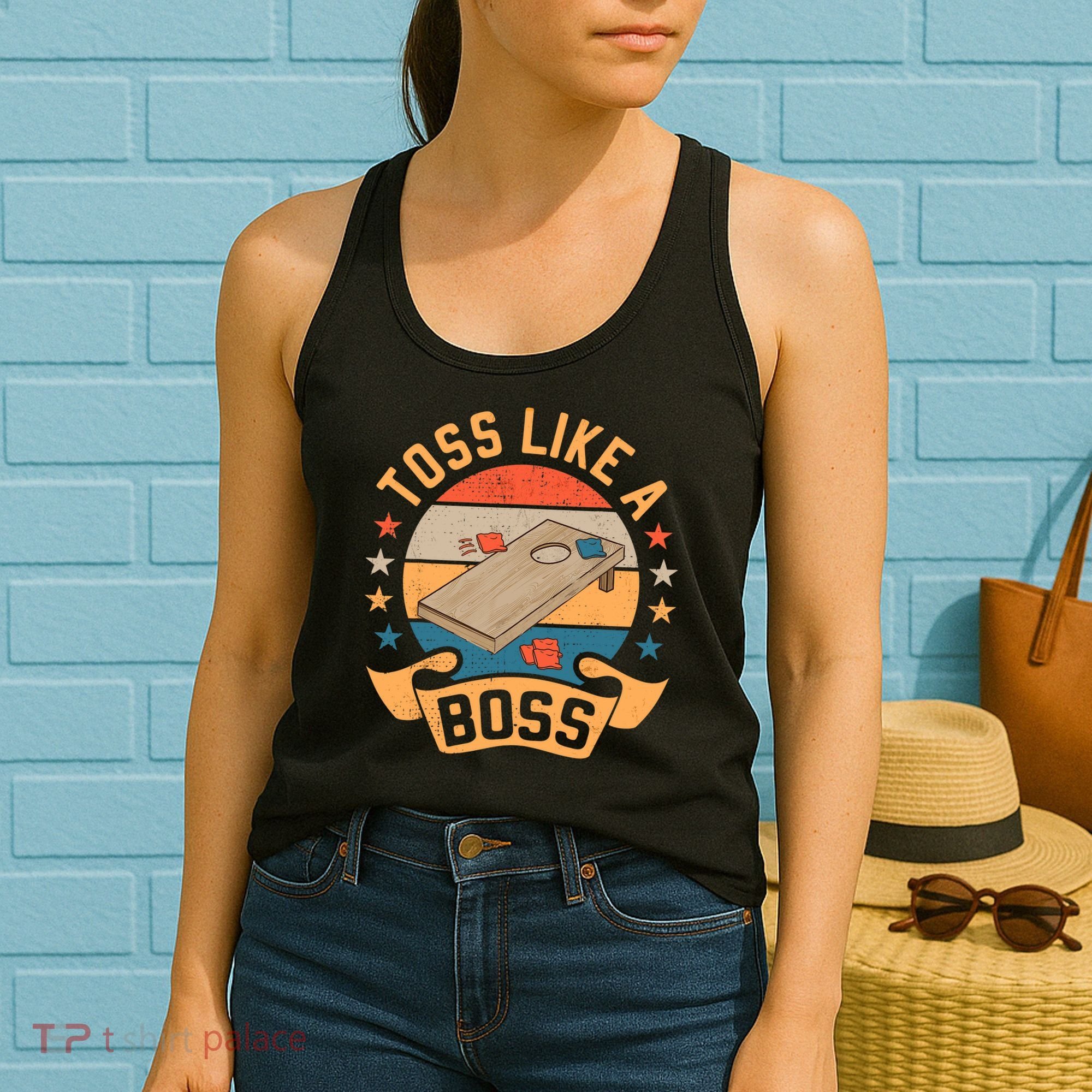 Toss Like A Boss Cornhole Champion Bean Bag Toss Game Women's Tank Top