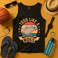 Toss Like A Boss Cornhole Champion Bean Bag Toss Game Tank Top thumb 4