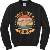 Toss Like A Boss Cornhole Champion Bean Bag Toss Game Kids Sweatshirt thumb 0