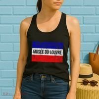 The Louvre Art Museum French Flag French Flag Distressed Women's Tank Top thumb 2