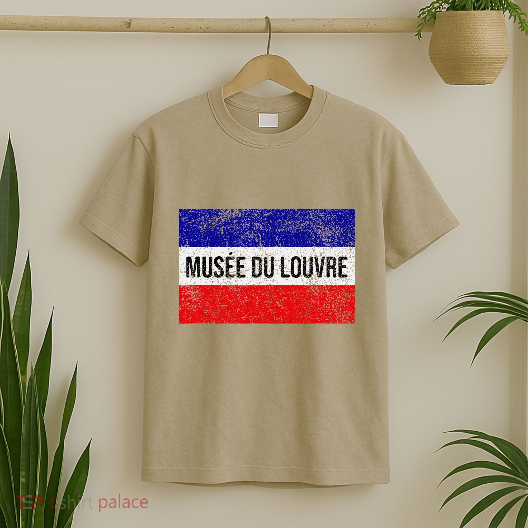 The Louvre Art Museum French Flag French Flag Distressed T-Shirt