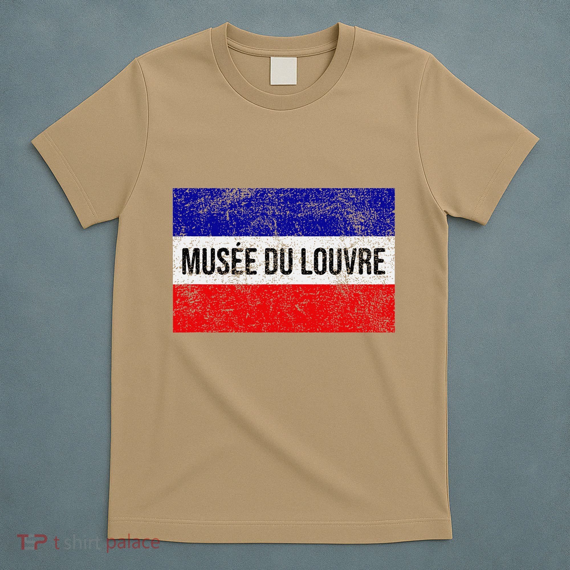 The Louvre Art Museum French Flag French Flag Distressed T-Shirt