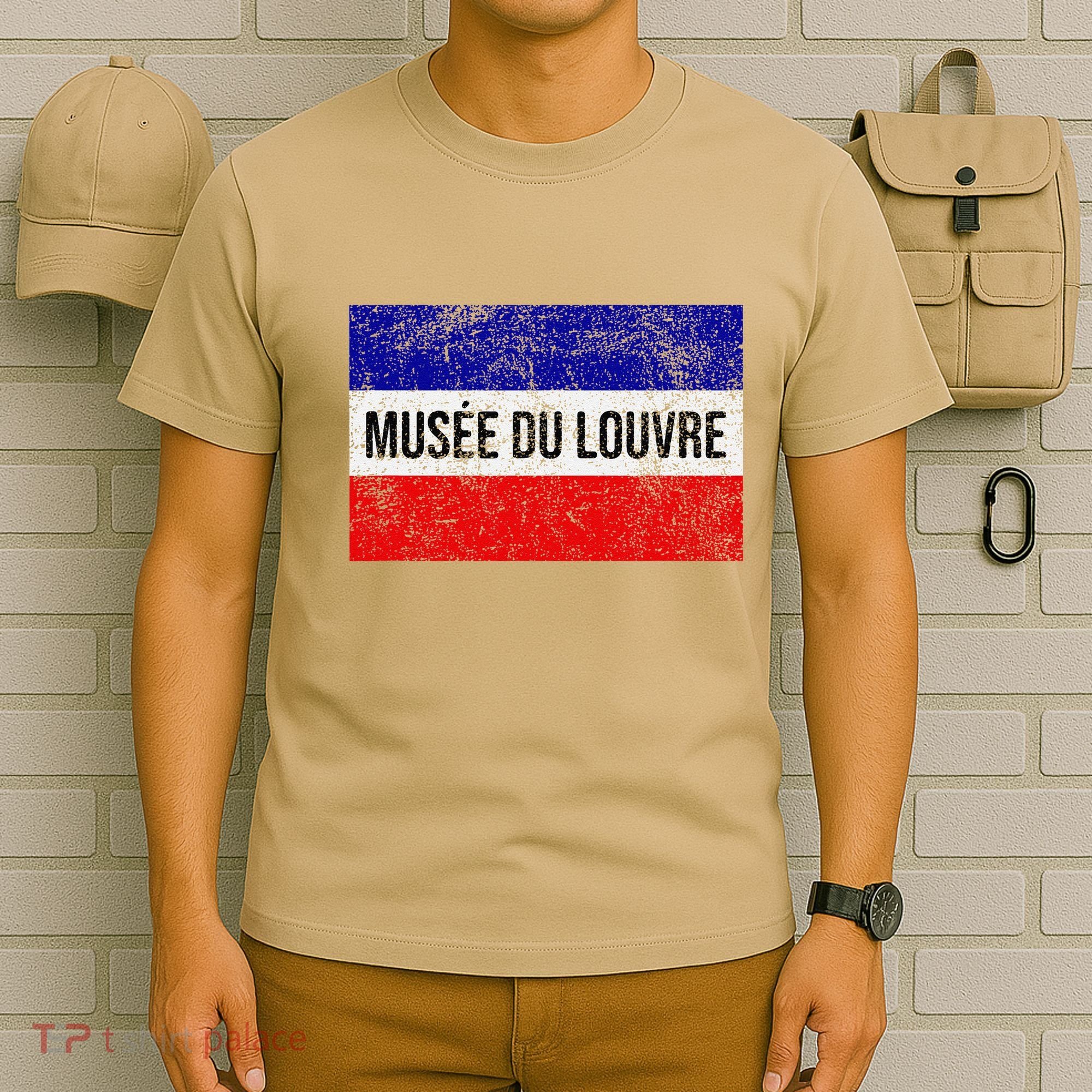 The Louvre Art Museum French Flag French Flag Distressed T-Shirt