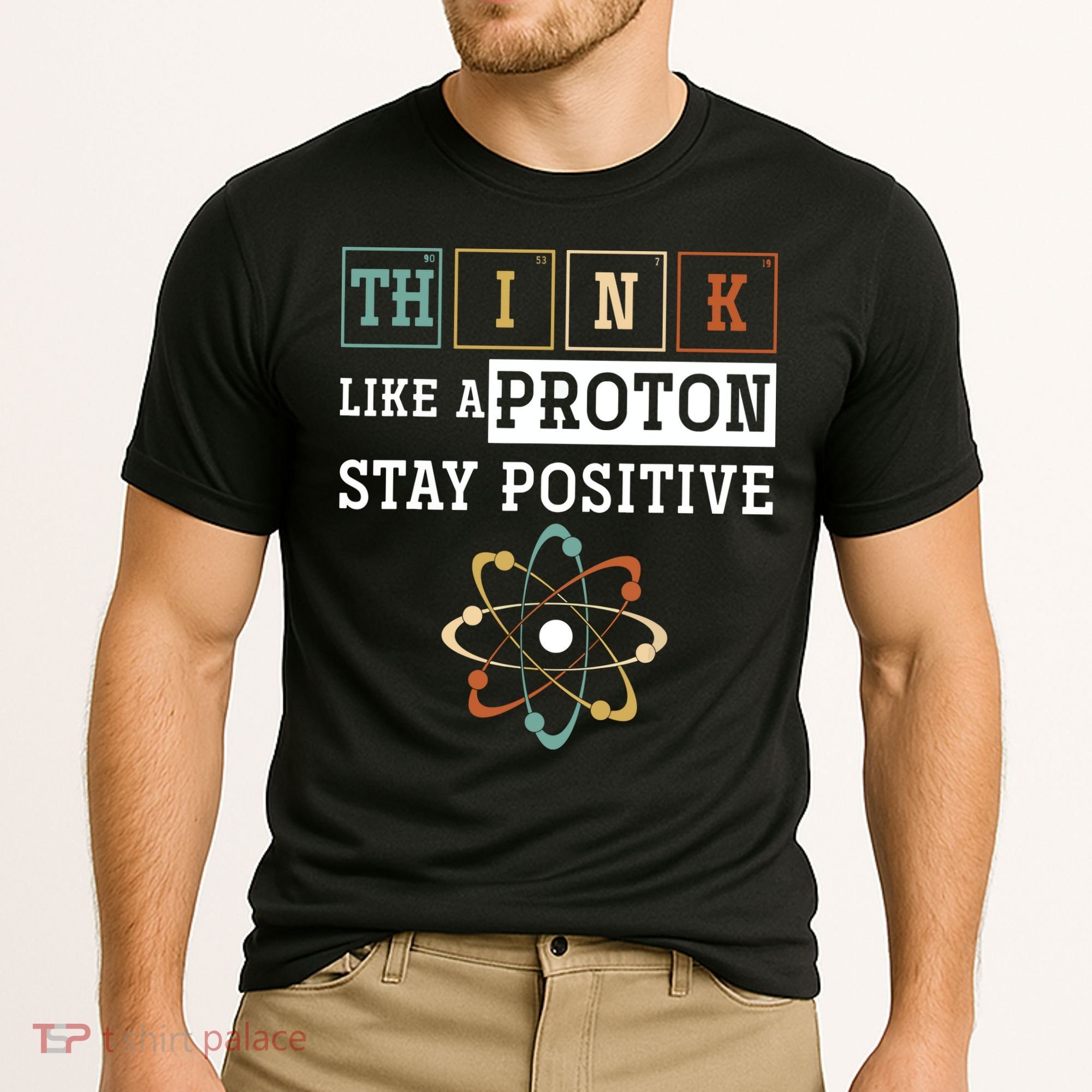 Think Like A Proton Stay Positive Periodic Table Chemistry Cooling Performance Crew T-Shirt