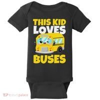 This Loves Buses Birthday Yellow School Bus Lover Baby Bodysuit thumb 0