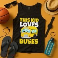 This Loves Buses Birthday Yellow School Bus Lover Tank Top thumb 4
