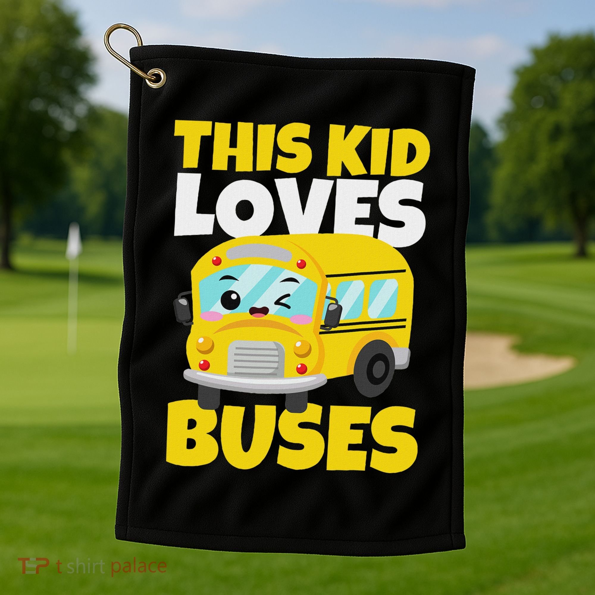 This Loves Buses Birthday Yellow School Bus Lover Golf Towel