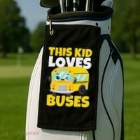 This Loves Buses Birthday Yellow School Bus Lover Golf Towel thumb 2