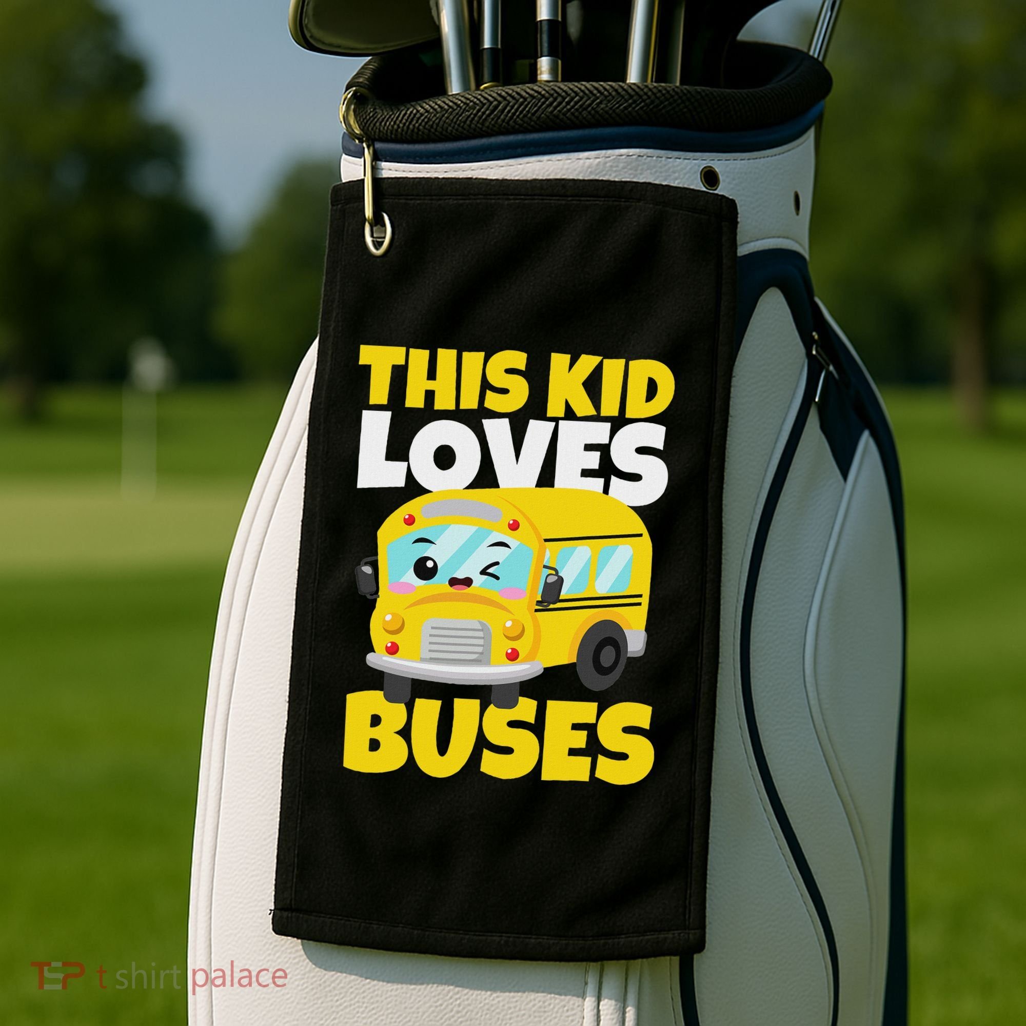 This Loves Buses Birthday Yellow School Bus Lover Golf Towel