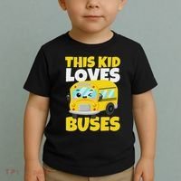 This Loves Buses Birthday Yellow School Bus Lover Toddler T-Shirt thumb 2
