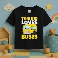 This Loves Buses Birthday Yellow School Bus Lover Toddler T-Shirt thumb 3
