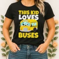 This Loves Buses Birthday Yellow School Bus Lover Women's T-Shirt thumb 2
