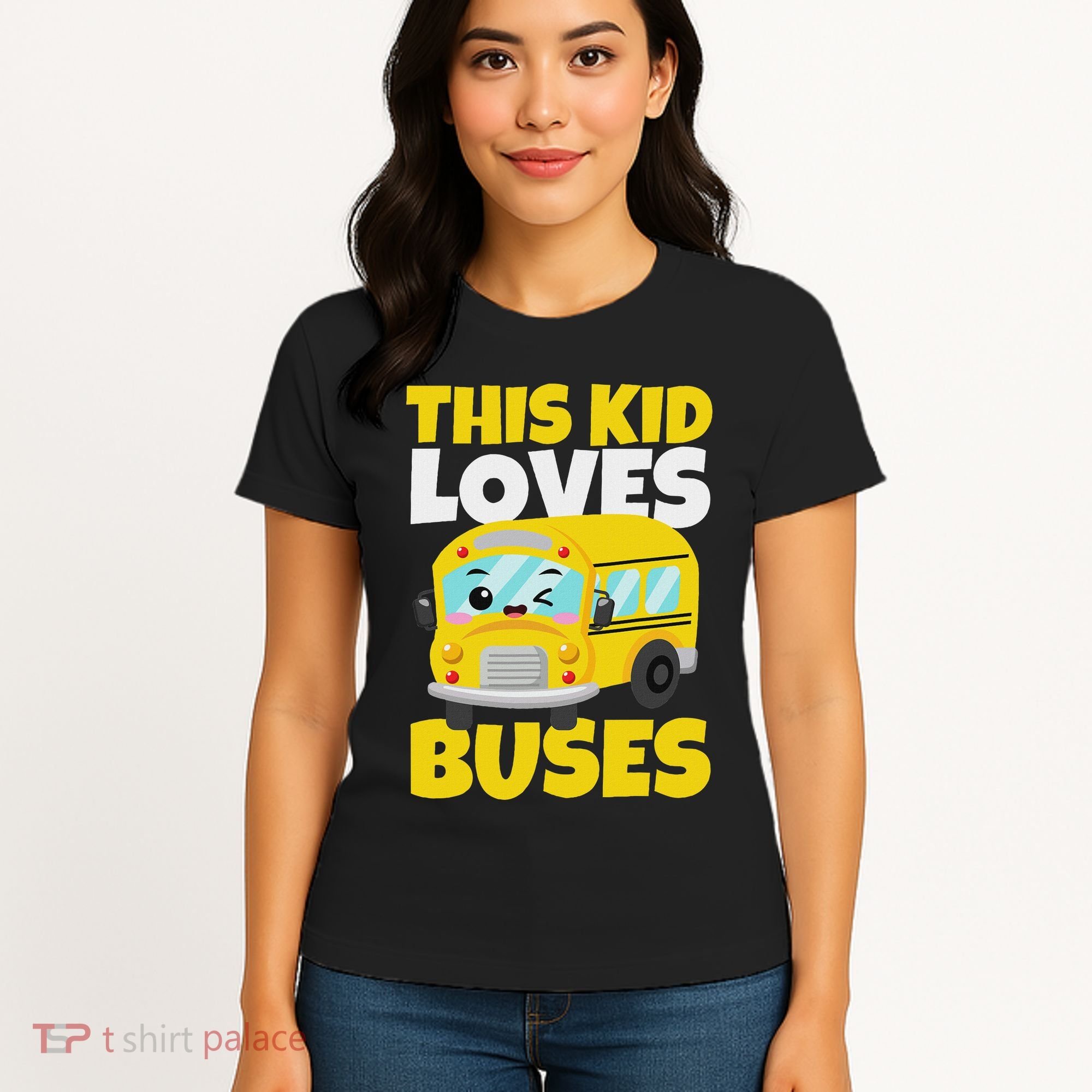 This Loves Buses Birthday Yellow School Bus Lover Women's T-Shirt