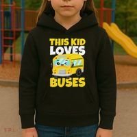 This Loves Buses Birthday Yellow School Bus Lover Kids Hoodie thumb 3
