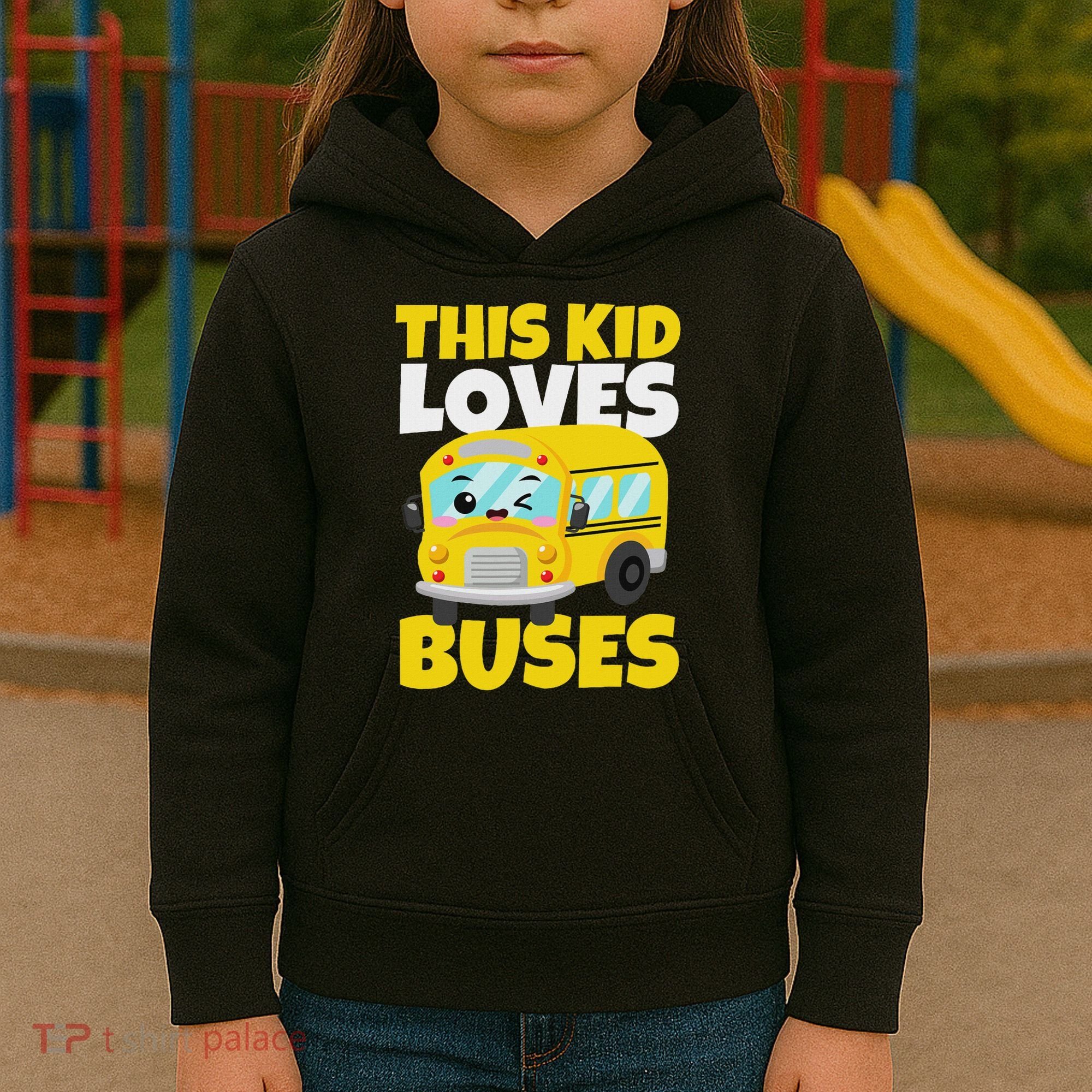 This Loves Buses Birthday Yellow School Bus Lover Kids Hoodie