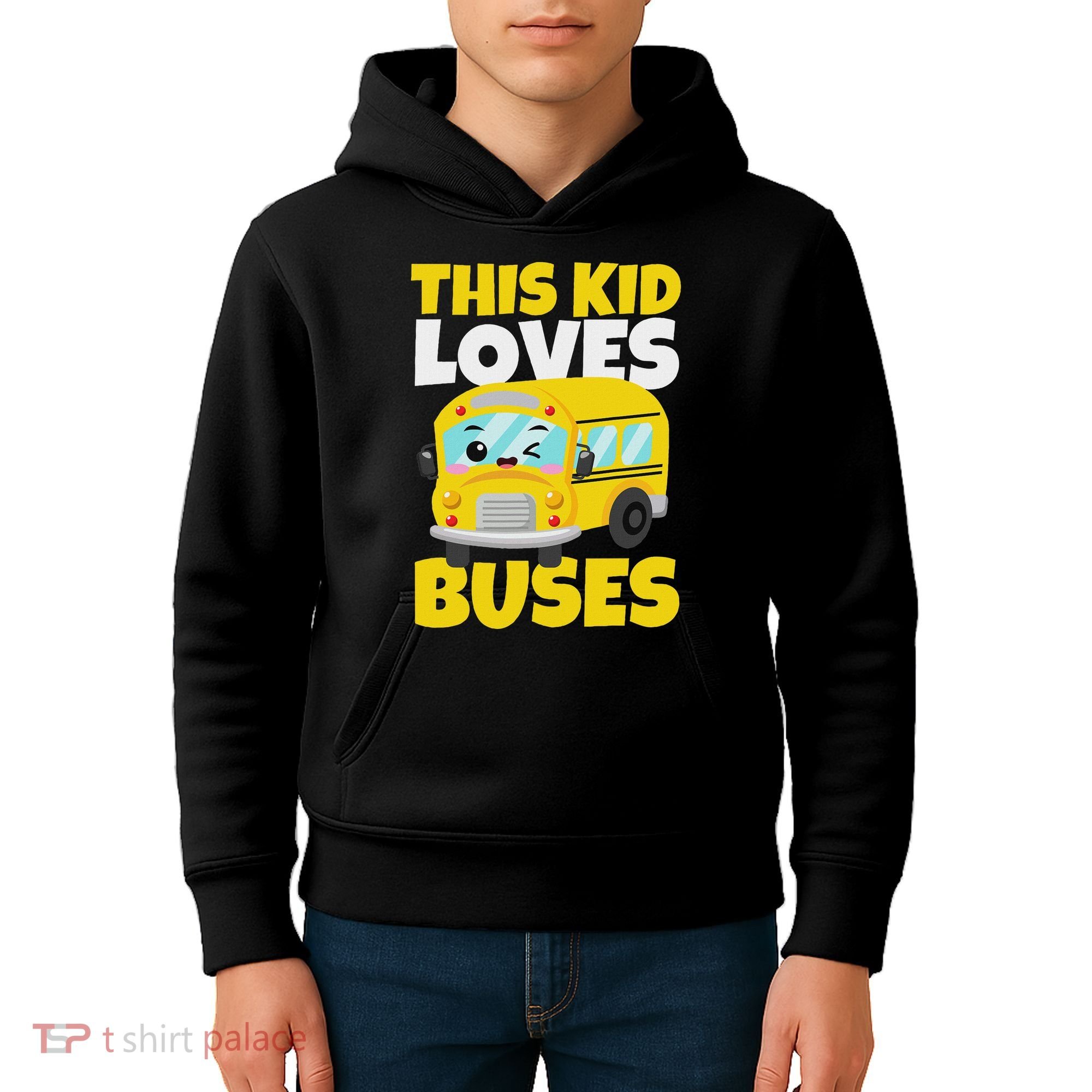 This Loves Buses Birthday Yellow School Bus Lover Kids Hoodie