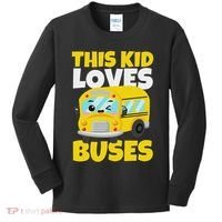 This Loves Buses Birthday Yellow School Bus Lover Kids Long Sleeve Shirt thumb 0