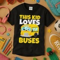 This Loves Buses Birthday Yellow School Bus Lover Kids T-Shirt thumb 3