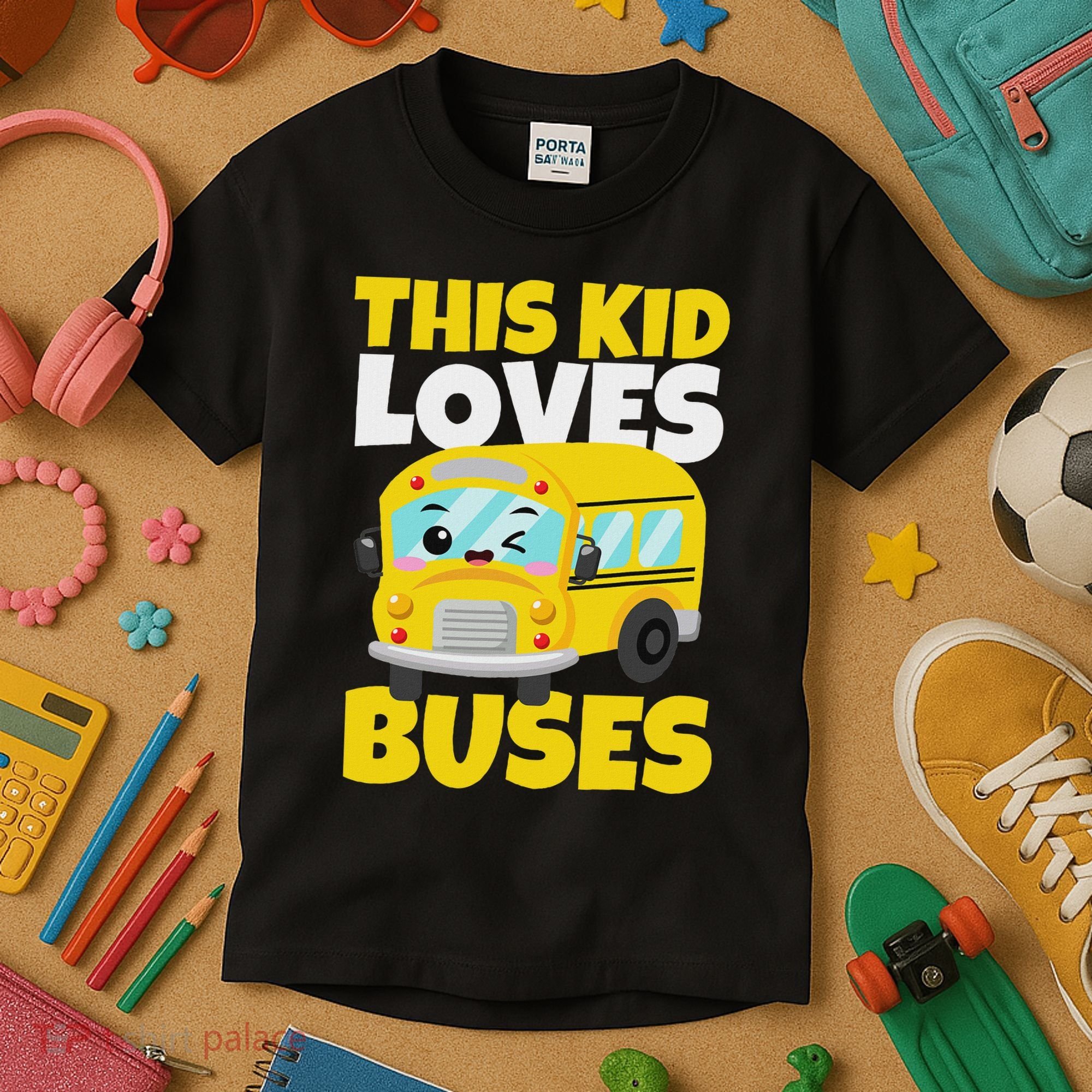 This Loves Buses Birthday Yellow School Bus Lover Kids T-Shirt