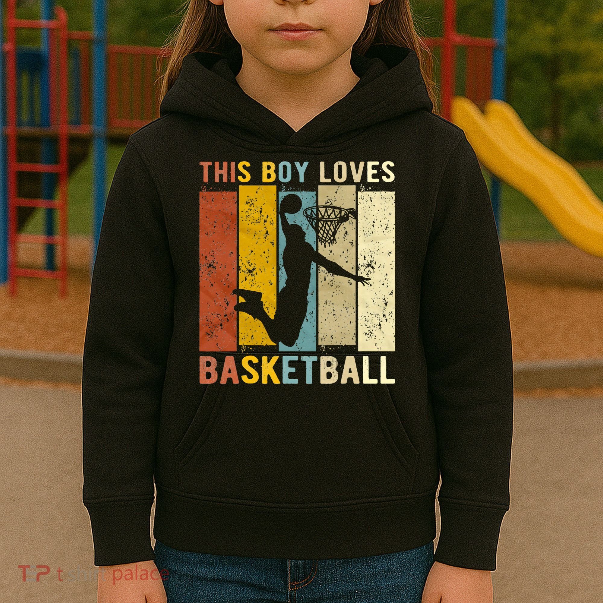 This  Loves Basketball Boys Basketball Kids Hoodie