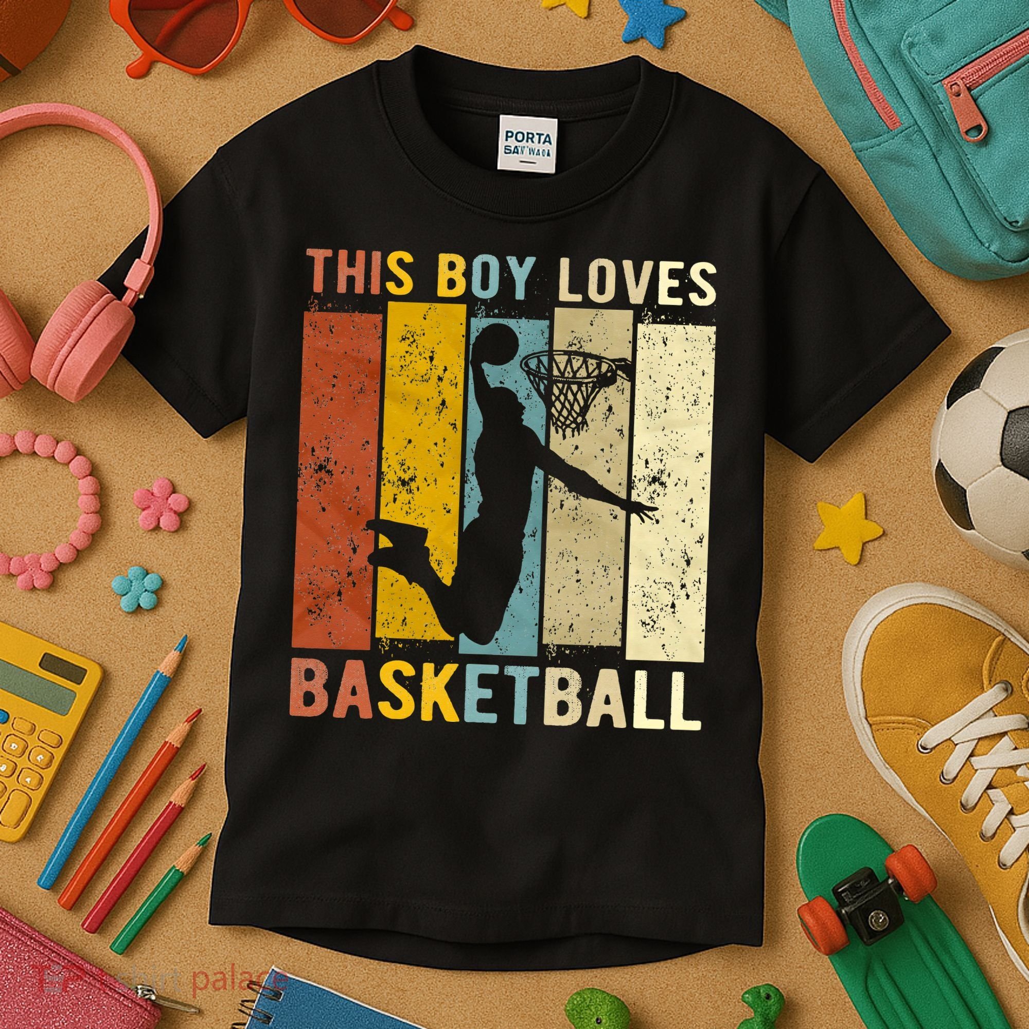 This  Loves Basketball Boys Basketball Kids T-Shirt
